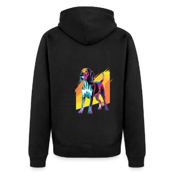 Watercolor Colorful Treeing Walker Coonhound - Unisex Premium Organic Zip Hoodie - black - Back - Nico (187cm)