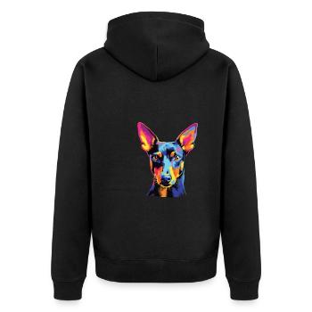 Watercolor Colorful Manchester Terrier - Unisex Premium Organic Zip Hoodie - black - Back - Nico (187cm)