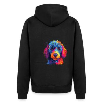 Aquarelle colorée chien d’eau espagnol - Veste à capuche bio Premium Unisexe - noir - Dos - Nico (187cm)