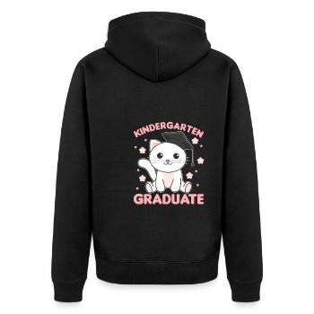 Kids Kindergarten graduate Katze Graduation - Unisex Premium Bio Zip Hoodie - Schwarz - Hinten - Nico (187cm)