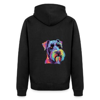 Watercolor Colorful Standard Schnauzer - Unisex Premium Organic Zip Hoodie - black - Back - Nico (187cm)