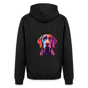 Watercolors Colorful German Shorthair - Unisex Premium Organic Zip Hoodie - black - Back - Nico (187cm)