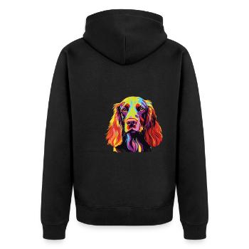 Wasserfarben Farbenfroher Irish Red and White - Unisex Premium Bio Zip Hoodie - Schwarz - Hinten - Nico (187cm)