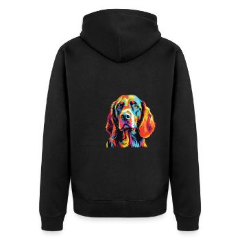 Watercolor Colorful Harrier - Unisex Premium Organic Zip Hoodie - black - Back - Nico (187cm)