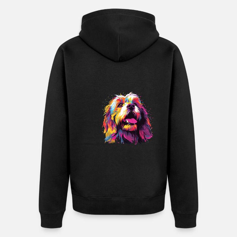 Wasserfarben Farbenfroher Löwchen - Unisex Premium Bio Zip Hoodie - Schwarz