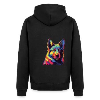Aquarelle colorée norvégien Elkhound - Veste à capuche bio Premium Unisexe - noir - Dos - Nico (187cm)