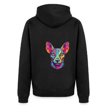Aquarelle colorée chien nu péruvien - Veste à capuche bio Premium Unisexe - noir - Dos - Nico (187cm)