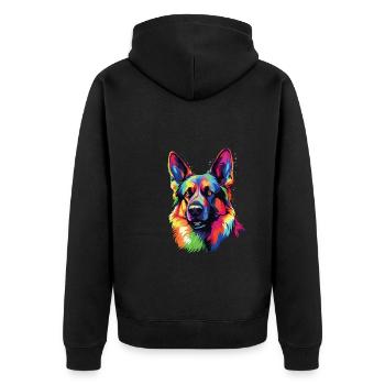 Watercolor Colorful German Shepherd - Unisex Premium Organic Zip Hoodie - black - Back - Nico (187cm)