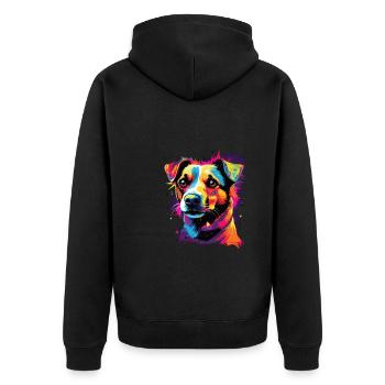 Aquarelle colorée Jack Russell Terrier - Veste à capuche bio Premium Unisexe - noir - Dos - Nico (187cm)