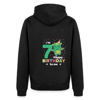 Drache zum 7. Geburtstag Kinder sieben Jahre alt - Unisex Premium Bio Zip Hoodie - Schwarz - Hinten - Nico (187cm)