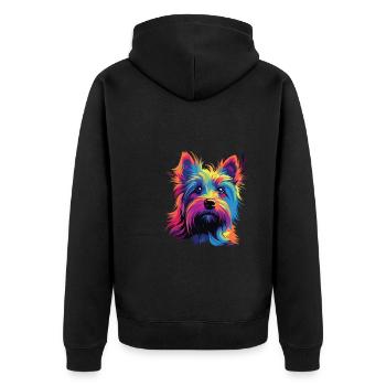 Watercolor Colorful Australian Silky Terrier - Unisex Premium Organic Zip Hoodie - black - Back - Nico (187cm)