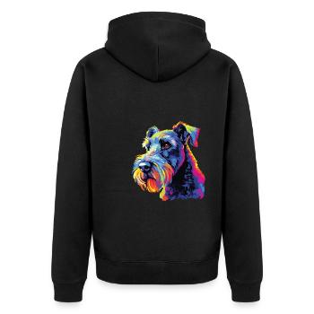 Wasserfarben Farbenfroher Kerry Blue Terrier - Unisex Premium Bio Zip Hoodie - Schwarz - Hinten - Nico (187cm)