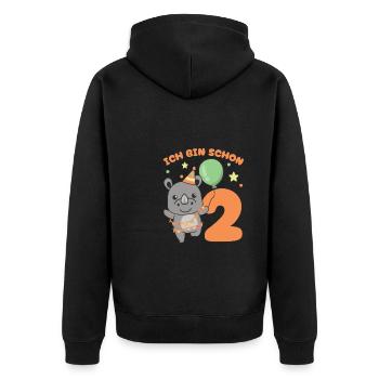 Ich bin schon 2 Nashörner Geburtstags Kinder - Unisex Premium Bio Zip Hoodie - Schwarz - Hinten - Nico (187cm)