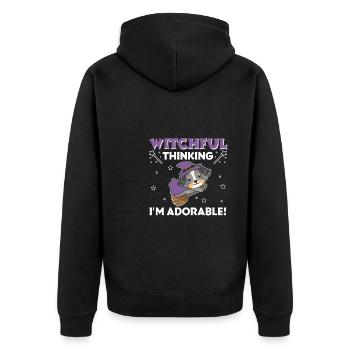 Australian Shepherd Halloween Hexe I'm adorable - Unisex Premium Bio Zip Hoodie - Schwarz - Hinten - Nico (187cm)