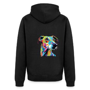 Aquarelle lévrier coloré - Veste à capuche bio Premium Unisexe - noir - Dos - Nico (187cm)