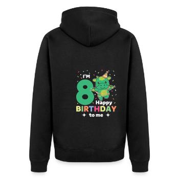Drache zum 8. Geburtstag Kinder acht Jahre alt - Unisex Premium Bio Zip Hoodie - Schwarz - Hinten - Nico (187cm)