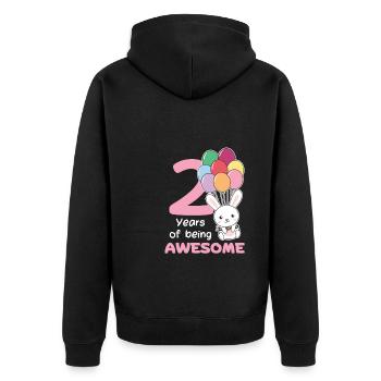 Rabbit for 2nd birthday children two years old - Unisex Premium Organic Zip Hoodie - black - Back - Nico (187cm)
