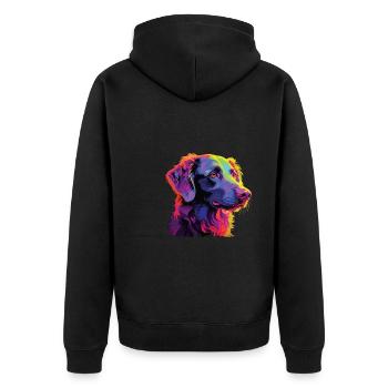 Watercolor Colorful Curly Coated Retriever - Unisex Premium Organic Zip Hoodie - black - Back - Nico (187cm)