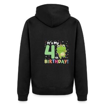 Frog for 4th birthday children four years old - Unisex Premium Organic Zip Hoodie - black - Back - Nico (187cm)