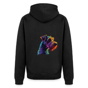 Aquarelle colorée Airedale Terrier - Veste à capuche bio Premium Unisexe - noir - Dos - Nico (187cm)