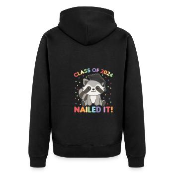 Kids Class of 2024 nailed it Waschbär - Unisex Premium Bio Zip Hoodie - Schwarz - Hinten - Nico (187cm)