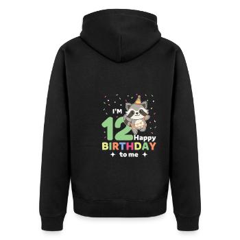 Raccoon for 12th birthday for children twelve years - Unisex Premium Organic Zip Hoodie - black - Back - Nico (187cm)