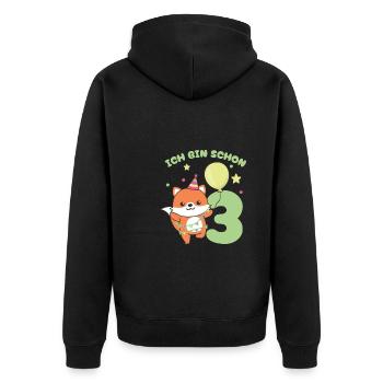 Ich bin schon 3 Füchse Geburtstags Kinder - Unisex Premium Bio Zip Hoodie - Schwarz - Hinten - Nico (187cm)