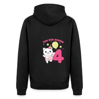 J’ai été 4 chats anniversaire enfants - Veste à capuche bio Premium Unisexe - noir - Dos - Nico (187cm)