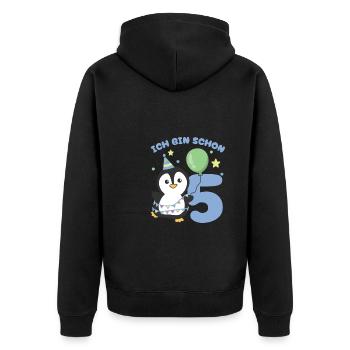 I'm already 5 penguins birthday kids - Unisex Premium Organic Zip Hoodie - black - Back - Nico (187cm)