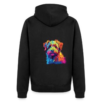 Wasserfarben Farbenfroher Norfolk Terrier - Unisex Premium Bio Zip Hoodie - Schwarz - Hinten - Nico (187cm)