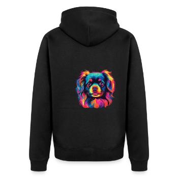 Aquarelle colorée épagneul tibétain - Veste à capuche bio Premium Unisexe - noir - Dos - Nico (187cm)
