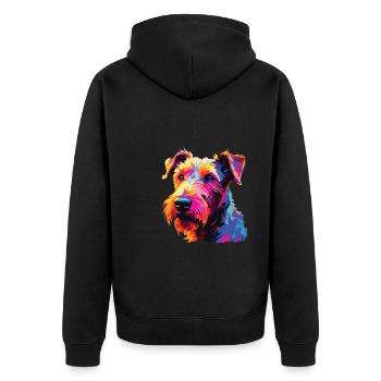 Watercolor Colorful Irish Terrier - Unisex Premium Organic Zip Hoodie - black - Back - Nico (187cm)