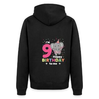 Eléphant pour les enfants de 9 ans de neuf ans - Veste à capuche bio Premium Unisexe - noir - Dos - Nico (187cm)