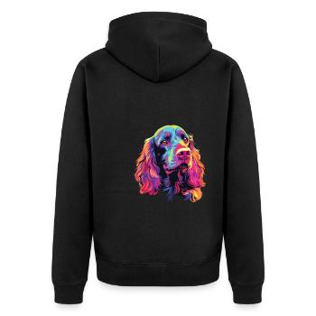 Watercolor Colorful American Water Spaniel - Unisex Premium Organic Zip Hoodie - black - Back - Nico (187cm)