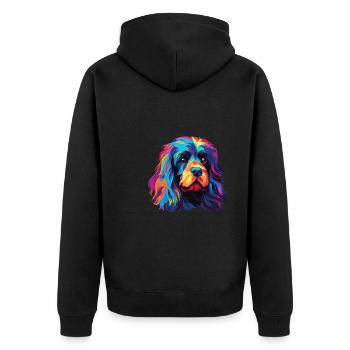 Watercolor Colorful Lion - Unisex Premium Organic Zip Hoodie - black - Back - Nico (187cm)