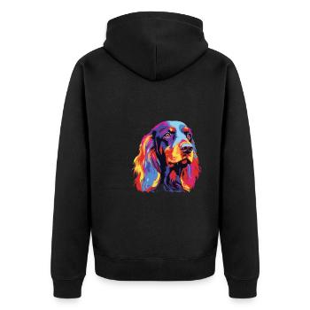 Aquarelle colorée Gordon Setter - Veste à capuche bio Premium Unisexe - noir - Dos - Nico (187cm)