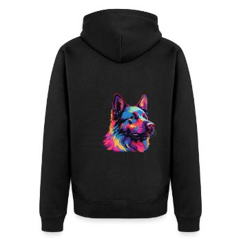 Aquarelle colorée norvégien Elkhound - Veste à capuche bio Premium Unisexe - noir - Dos - Nico (187cm)
