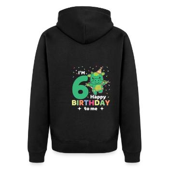 Drache zum 6. Geburtstag Kinder sechs Jahre alt - Unisex Premium Bio Zip Hoodie - Schwarz - Hinten - Nico (187cm)