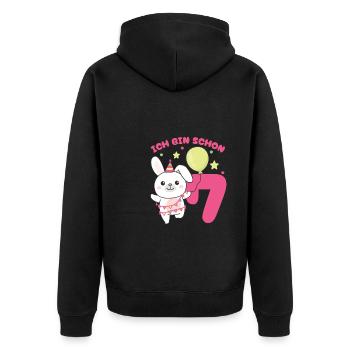 J’ai déjà 7 lapins d’anniversaire enfants - Veste à capuche bio Premium Unisexe - noir - Dos - Nico (187cm)