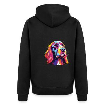 Wasserfarben Farbenfroher Irish Red and White - Unisex Premium Bio Zip Hoodie - Schwarz - Hinten - Nico (187cm)