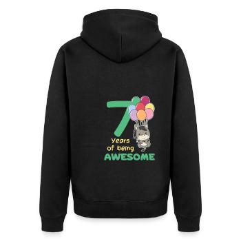 Esel zum 7. Geburtstag Kinder sieben Jahre alt - Unisex Premium Bio Zip Hoodie - Schwarz - Hinten - Nico (187cm)