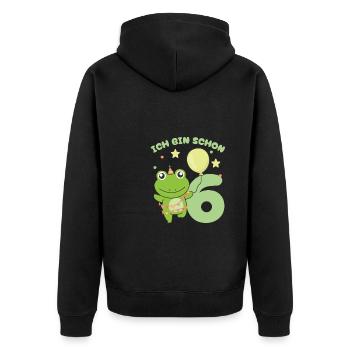 I'm Already 6 Frogs Birthday Kids - Unisex Premium Organic Zip Hoodie - black - Back - Nico (187cm)