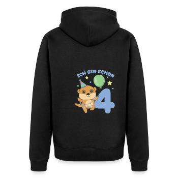 J’ai déjà 4 enfants d’anniversaire suricate - Veste à capuche bio Premium Unisexe - noir - Dos - Nico (187cm)