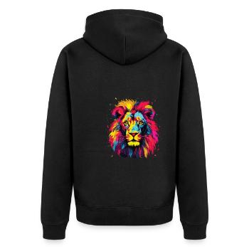 Watercolor Colorful Lion Colorful Animals - Unisex Premium Organic Zip Hoodie - black - Back - Nico (187cm)