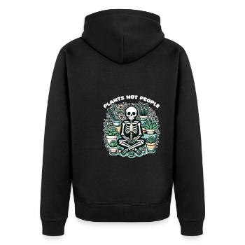 Plant Lovers Skeleton Design Plants not people - Unisex Premium Organic Zip Hoodie - black - Back - Nico (187cm)