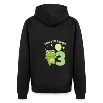 I've Been 3 Frogs Birthday Kids - Unisex Premium Organic Zip Hoodie - black - Back - Nico (187cm)