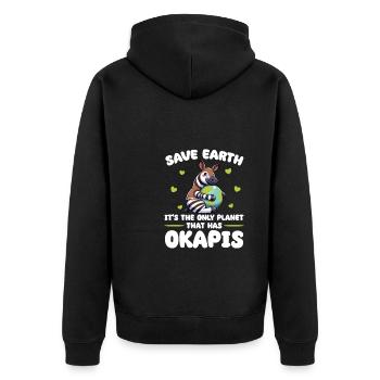 Ist der einzige Planet mit Okapis Earth Day - Unisex Premium Bio Zip Hoodie - Schwarz - Hinten - Nico (187cm)