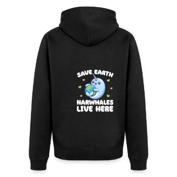 Sauvez la Terre Les narvals vivent ici Jour de la Terre - Veste à capuche bio Premium Unisexe - noir - Dos - Nico (187cm)