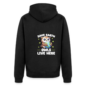 Sauvons la Terre Les hiboux vivent ici Jour de la Terre - Veste à capuche bio Premium Unisexe - noir - Dos - Nico (187cm)