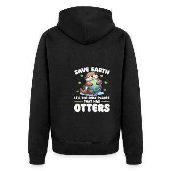 Ist der einzige Planet mit Otters Earth Day - Unisex Premium Bio Zip Hoodie - Schwarz - Hinten - Nico (187cm)
